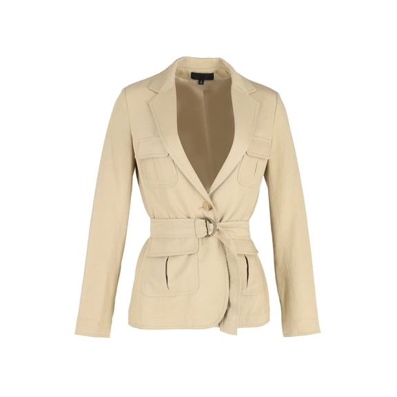 Pre-Owned Nili Lotan Belted Utility Jacket in Beige Cotton