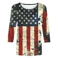 thumbnail image 5 of Lcziwo Womens Patriotic Shirt Three Quarter Length Sleeve Crewneck Blouses Stars and Stripes Print Topds Casualdressy Summer 2025 Tunic Tees Multicolor,S, 5 of 5
