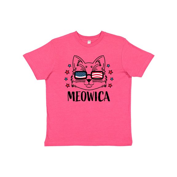 Inktastic 4th of July Meowica Cat in Flag Sunglasses Youth T-Shirt
