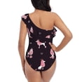 thumbnail image 5 of Honeii Poodle Dog for women's one-piece swimsuit featuring a chic one-shoulder design experience elegance and style in the water-Medium, 5 of 6
