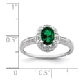 thumbnail image 5 of 925 Sterling Silver Rhodium-Plated Diamond and Created Emerald Ring Size 10, 5 of 6