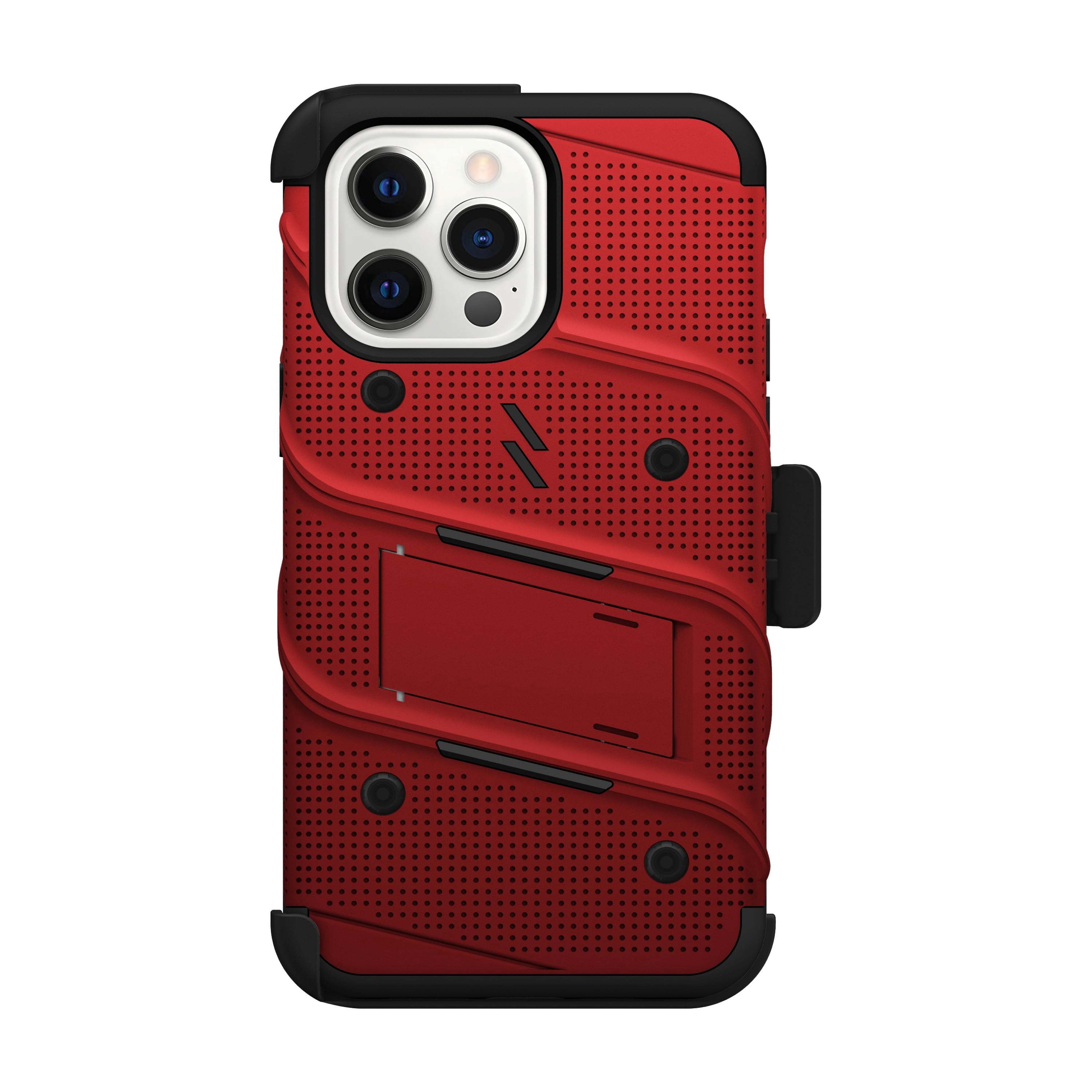 ZIZO BOLT Bundle for iPhone 14 Pro Max (6.7) Case with Screen Protector Kickstand Holster Lanyard - Red