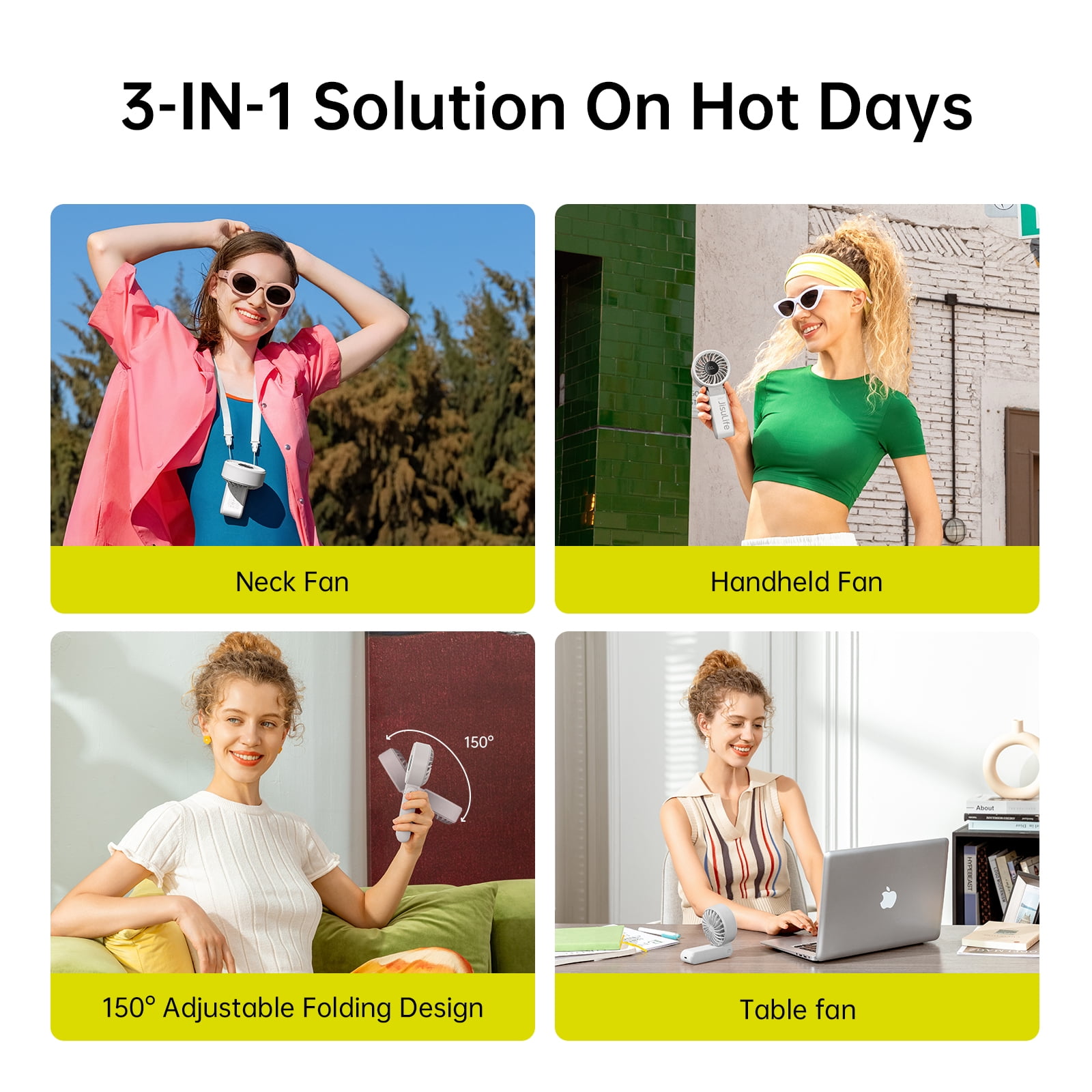 JISULIFE Portable Fan 3.3 In, 3600mAh Mini Desk Fan 13H Max Cooling Time, 5-Speed LED Display for summer/travel-Grey