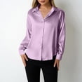 thumbnail image 6 of Women's Long Sleeve Satin Silk Blouses Casual Lapel Collar Button Down Shirt 2026 Business Work Dressy Shirts, 6 of 6