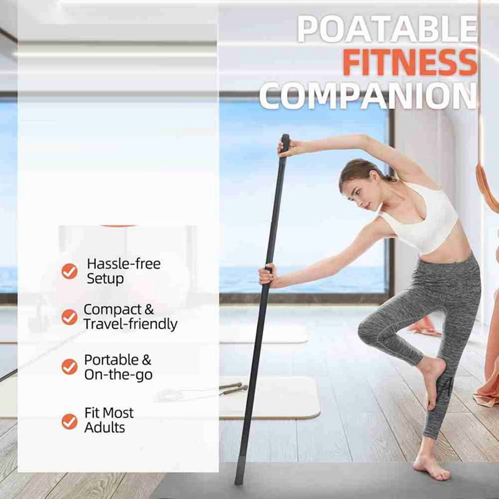 Yoga Stick 5 Ft Sturdy Steel Adjustable Stretching for Mobility, Flexibility and Balance Versatile Exercise