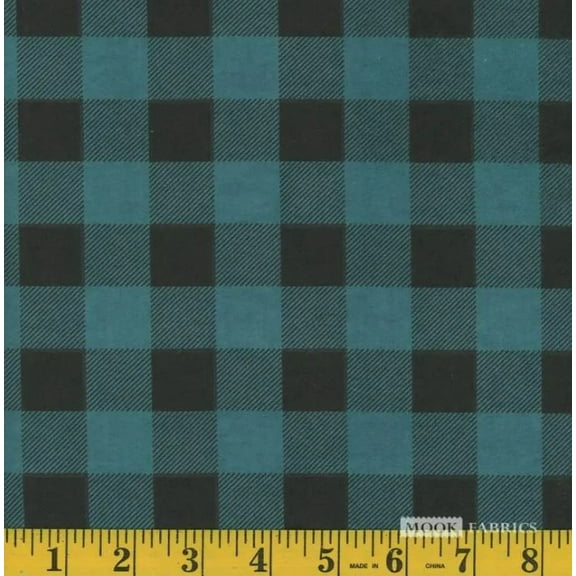 Flannel Buffalo Plaid 1" Buffalo Check Forest Green Black Cotton Flannel Fabric Print By the Yard (103965)