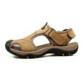 thumbnail image 4 of Leather Sandals for Men Men's Outdoor Leather Non-slip Anti-kick and Anti-collision Beach Sandals Khaki 13(46), 4 of 8