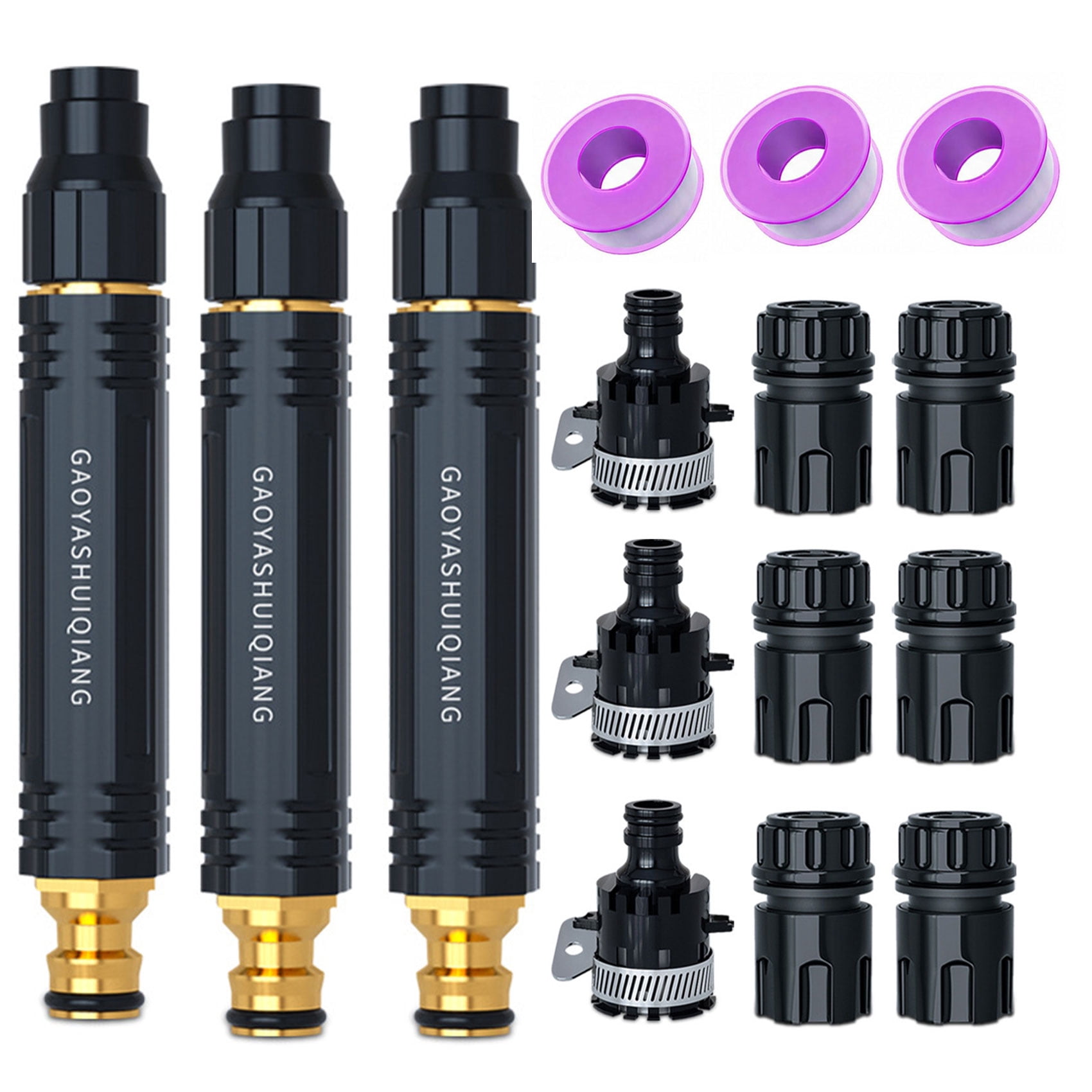 Baerionfig High Pressure Hose Nozzle for Garden Hose, Heavy Duty Metal Power Washer Jet Sprayer with 1/2 Inch Connectors, Adjustable Water Hose Nozzle