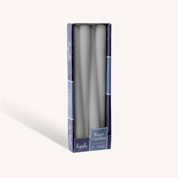 Hyoola 10" Dark Grey Dripless Taper Candles Unscented Paraffin Wax with Cotton Wicks, 4-Pack