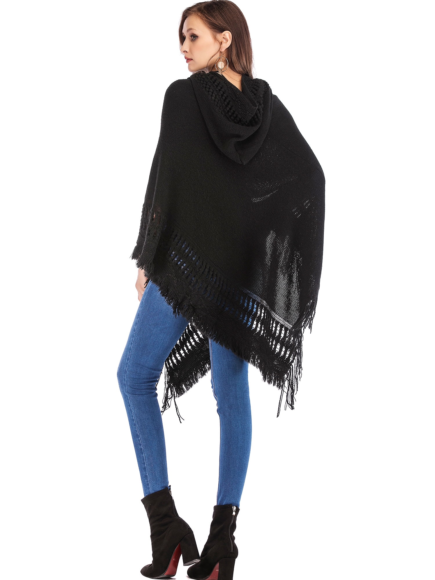 hooded poncho sweater women's