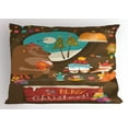 thumbnail image 1 of Tea Pillow Sham, Merry Christmas Quote with Bear Fox and Cute Rabbits Having A Tea Party Forest Noel, Decorative Standard Size Printed Pillowcase, 26 X 20 Inches, Multicolor, by Ambesonne, 1 of 2