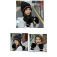 thumbnail image 5 of Women's Fleece Lined Knit Hat Set, Korean Style Pom Pom Beanie with Ear Flaps, Warm Winter Hat with Fingerless Gloves, Cuffed Knit Cap, Winter Accessory Set, Cute Knit Set Black, 5 of 10
