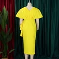 thumbnail image 6 of AURA Plus Size Summer V Neck Ruffle Evening Dress Elegant High Waist Beaded Banquet Party Gown XL XXXL, 6 of 10