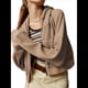 thumbnail image 2 of Sudadera Corta con Capucha y Cremallera para Mujer, Estilo Años 90, Larga, Cordón Ajustable y Bolsillos. Marrón L, 2 of 9