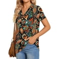thumbnail image 4 of ATENAR T Shirts for Women Printed Soft Womens Shirts Lightweight Tee Brown L, 4 of 7