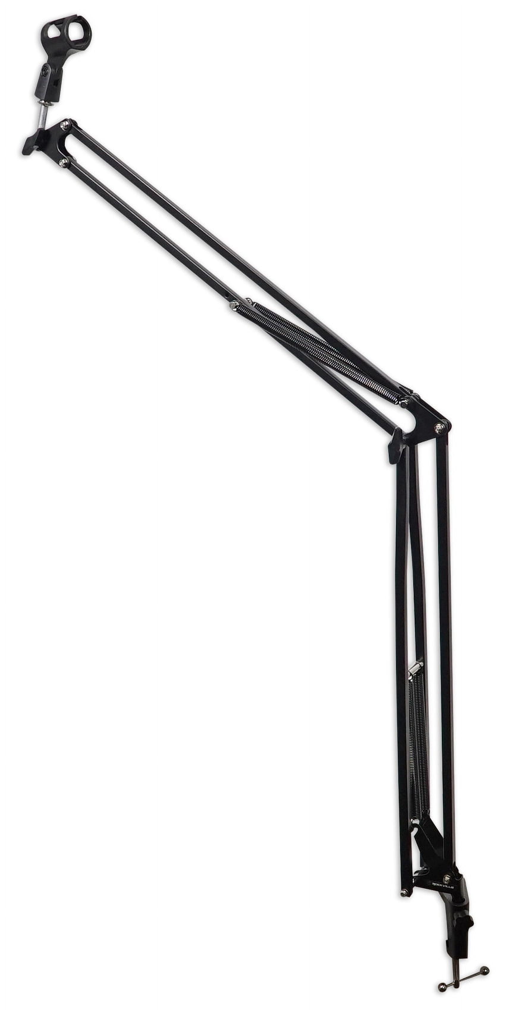 Rockville DMS40 40-Inch Studio Microphone Boom Arm Stand, Aluminum Desk Clamp, 360 degree Rotation, Steel Frame, ABS Mic Clip, for Podcasting and Streaming