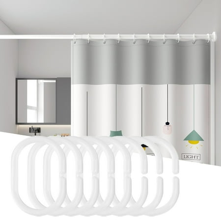 

Ncandy Clearance Sale dorm room Essentials Curtain Poles Shower Rod Hook Hanger White Color Plastic Ring Bath Drape Loop Clasp Drapery Home adhesive hooks