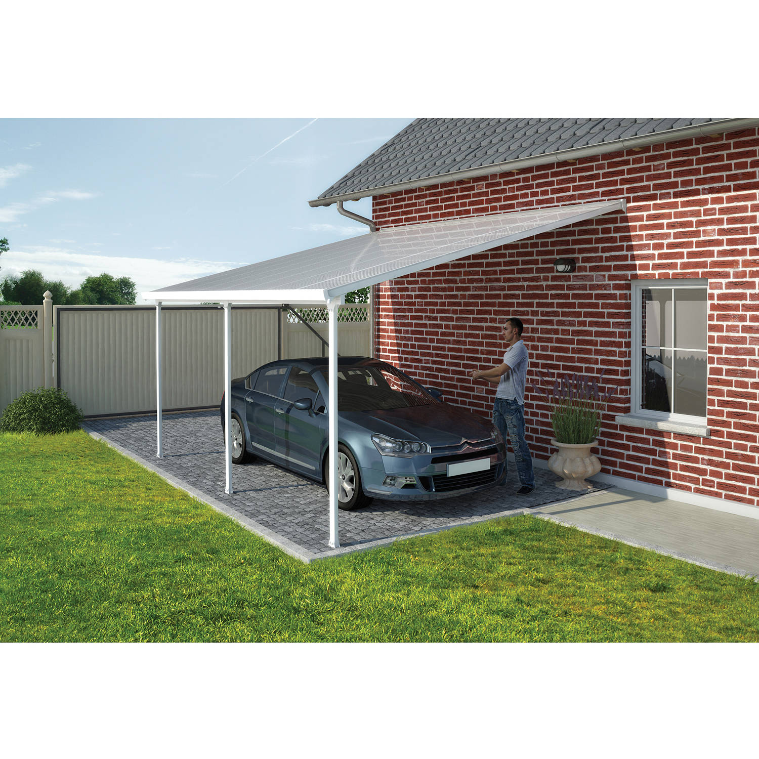 Palram - Canopia Feria 13' x 26' Polycarbonate/Galvanized Steel Patio Cover - White/Clear - image 3 of 9