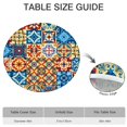 thumbnail image 6 of Boho Canopy Floral Round Table Cover 44Inch, Elastic Fitted Tablecloth for 38-42 Inch Tables, Stain Resistant Fabric, 6 of 7