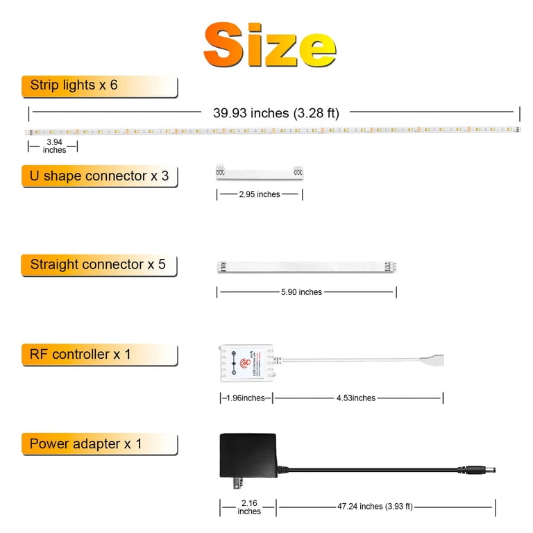 DAYBETTER Under Cabinet LED Strip Lights, 20ft Kit 6-Piece photo 7