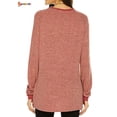 thumbnail image 4 of Spencer Women's Casual Loose Color Block Long Sleeve Sweatshirt Pullover Round Neck T Shirts Blouse Tops With Pockets "Pink,XL", 4 of 6