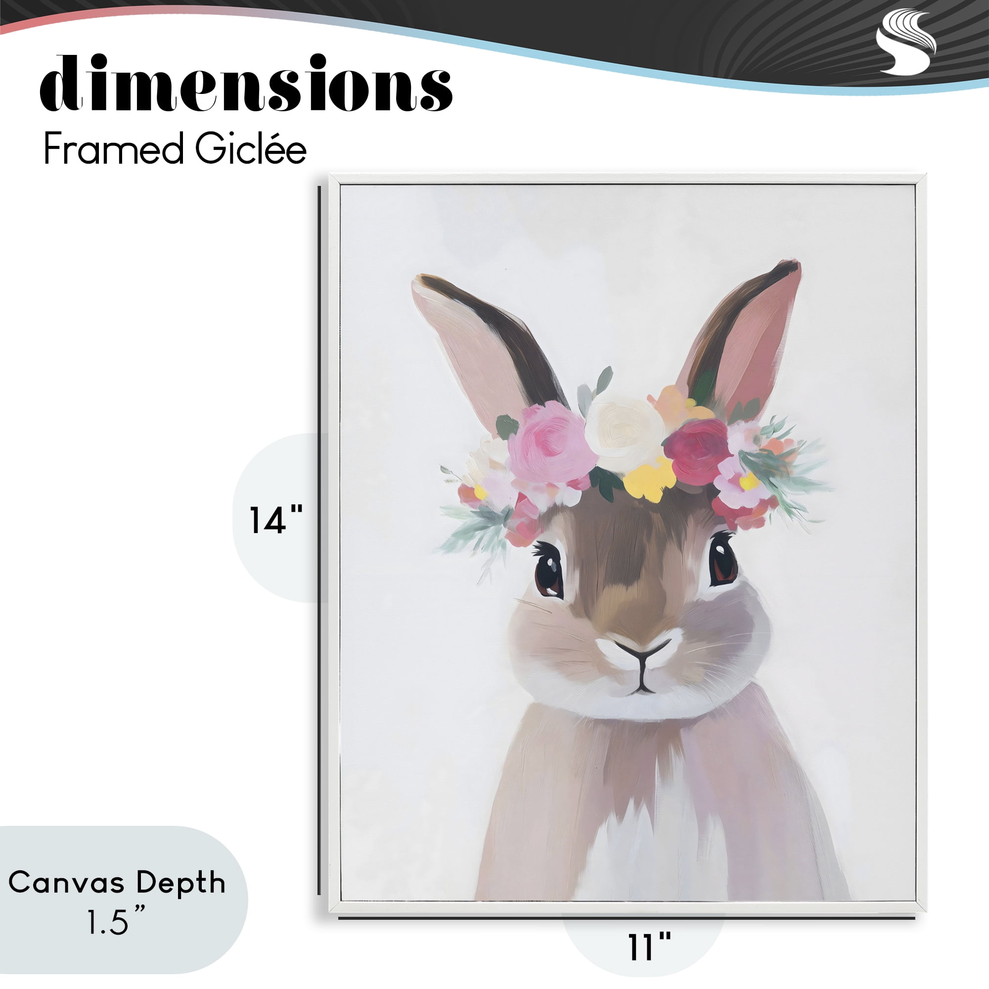 Stupell Industries Flower Crown Rabbit White Framed Giclee Art, design by The Prints Vibe