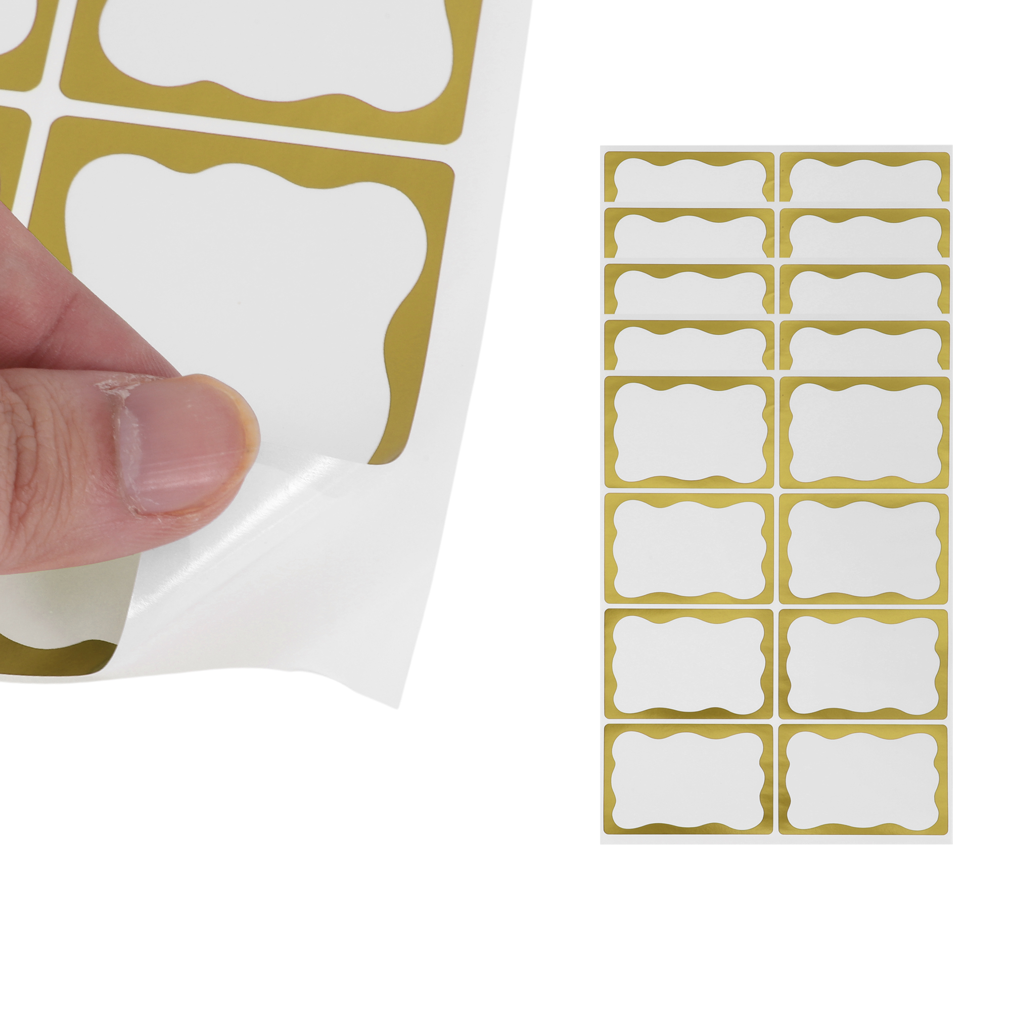 Unique Bargains Handwritable Gift Stickers 3"x2" 6PCS Foil Gold Tone