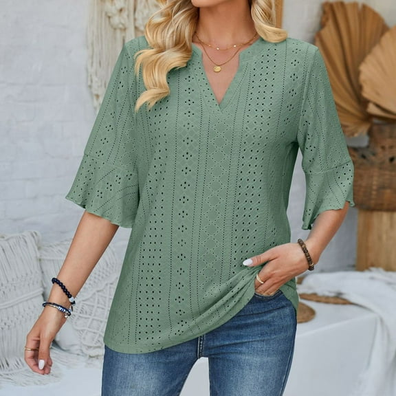 KIHOUT Summer Womens Fashion Print Tops Short Sleeve Out Blouse Funny Round Neck T-Shirt Tops women's tops