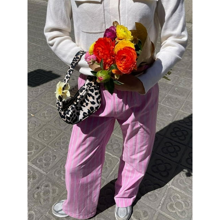 Y2K Striped Low Waist Wide Leg Pants Women Old Money Style Y2K Striped Low Waist Wide Leg Pants Women Old Money Style