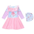 thumbnail image 2 of Toddler Girl Swimsuit Girl's Long Sleeve Dress Style One Piece Swimsuits Baby Bathing Suit Girl Pink 10-12 Years, 2 of 7