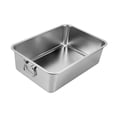 thumbnail image 2 of Caja de arena de acero inoxidable, bandeja de arena para mascotas con tapa abierta, contenedor de arena portátil para gatos, caja de arena para gatos, M, 2 of 8