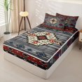 thumbnail image 2 of jejeloiu Bold Tribal Zipper Twin Comforter Sets with Fitted Sheet and 2 Pillowcases,Southwest Print Zipper Bedding Set For Boys,Red Gray,Black Reversible,4 Pieces, 2 of 7
