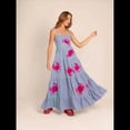 thumbnail image 4 of Vestido Bohemio de Verano para Mujer, Bordado, Sin Mangas, Fruncido, Holgado, para Playa y Vacaciones Azul XL, 4 of 8