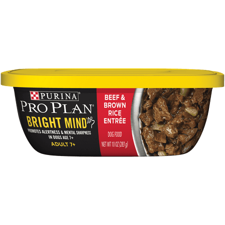 Purina Pro Plan Senior Wet Dog Food, BRIGHT MIND Beef & Brown Rice Entree - (8) 10 oz. (Best Dog Food For Senior Golden Retriever)