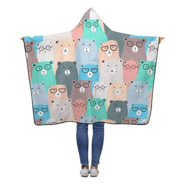 ASHLEIGH Cute Bears Wearable Hooded Blanket 50x60 inches ...