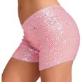 thumbnail image 3 of TiaoBug Women Sequin Mini Glitter Shorts 80S Fancy Dress Gothic Party Skirt Hot Pants Club Streetwear Pink L, 3 of 6