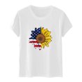 thumbnail image 4 of Wycnly Shirts for Women Fashion Plus Size Independence Day Tee Tops for 4th of July Summer Casual Crewneck Short Sleeve Sunflower American Flag Print Ladies Blouses White s, 4 of 4