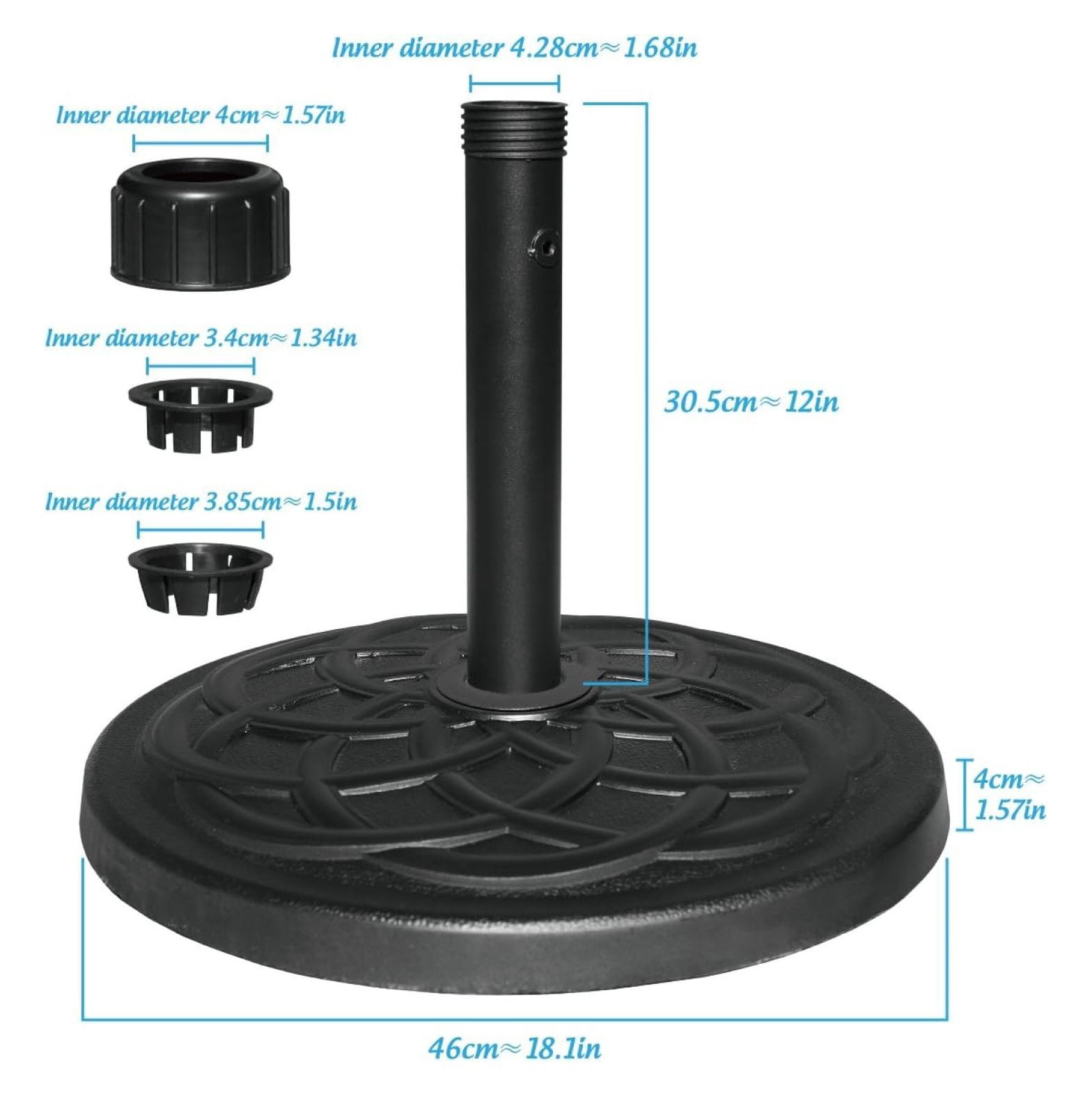 27LBS Resin Umbrella Base Heavy Duty Outdoor Stand, Umbrella Base Holder, Patio Base Stand for Garden Beach Patio, Black