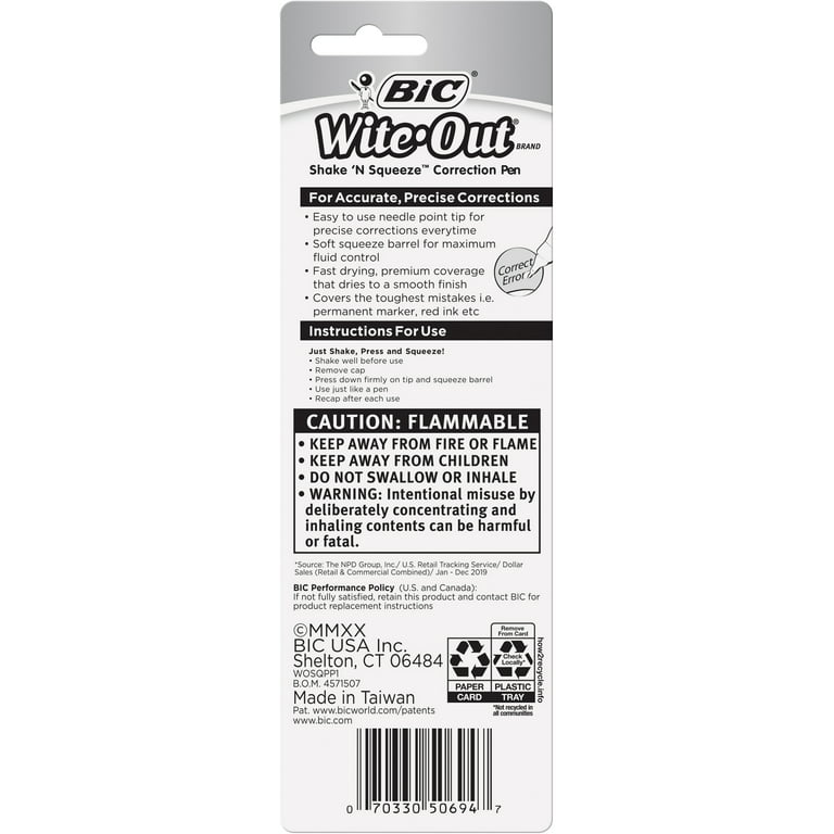 BIC® WITE-OUT® EXACT LINER CORRECTION TAPE, WHITE - Multi access office