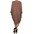 thumbnail image 4 of Women's Plus Size Casual Solid Loose Fit 3/4 Sleeve Dolman Sleeve Midi Dress, 4 of 5