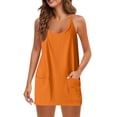 thumbnail image 3 of JFGHDG Women Athletic Tennis Dress Summer Workout Sports Mini Romper Dress Built in Shapewear Shorts Sundress Outfits Orange XL, 3 of 5