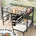 thumbnail image 3 of Harper & Bright Designs Full Over Twin Metal Bunk Bed, L Shaped Loft Bed Frame with Built-in Desk and Shelves, Black, 3 of 13