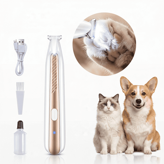 Kawiwi Dog Hair Trimmer with LED Light, 18mm Wide Ceramic Blade, Low Noise Cordless Pet Grooming Clipper for Dogs & Cats