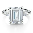 thumbnail image 2 of Gem Stone King 925 Sterling Silver 3-Stone Ring Set with Emerald Cut Moissanite (7.46 Cttw) (Size 7), 2 of 3