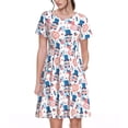 thumbnail image 1 of Bixox Robe d'Été à Manches Courtes pour Femmes Robe Ample Longueur Genou avec Poches-Gnomes Américains, 1 of 7