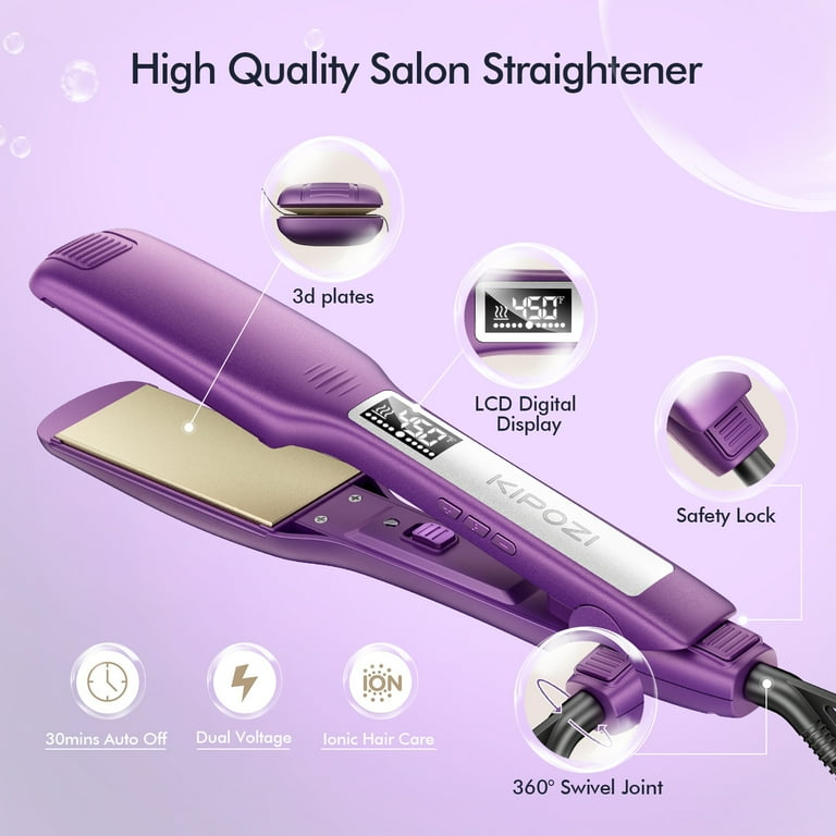 KIPOZI Negative Ion Flat Iron, Anti-Static Hair Straightener with