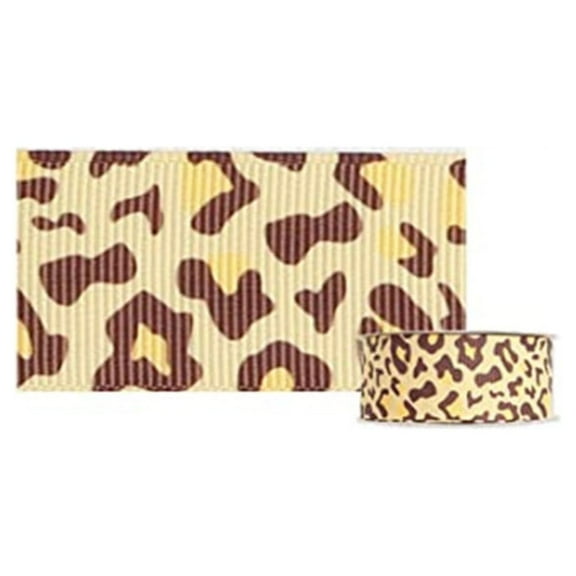 5Yard Single-Sided Polyester Grosgrain Ribbon Leopard Print Pattern Goldenenrod 1-1/2 inch(38mm)