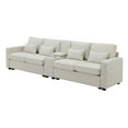 thumbnail image 2 of Triple Tree Modern Linen 4 Seater and Storageable Couch loveseat Sofa with Coffee Table, Beige, 2 of 9
