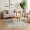 thumbnail image 3 of ODIKA 4'x6' Beige Taupe Modern Geometric Striped Washable Area Rug Contemporary Block Design with Minimalist for Dorm Room, Small Living Stain Resistant Low Profile, Easy Care, 3 of 7