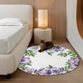 thumbnail image 2 of Round Area Rugs Collection 4 Ft, Purple Flowers Non-Slip Residential Carpet, Spring Watercolor Floral Leaves Plants Indoor Crawling Mats Runner Rugs for Living Room/Dining Room/Bedroom, 2 of 8